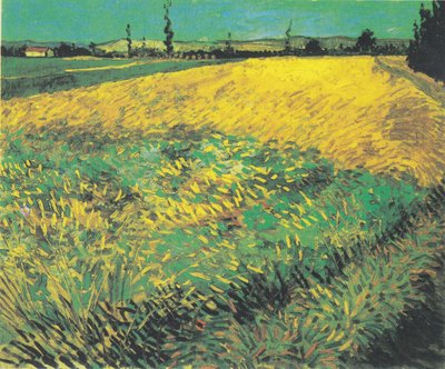 Campo de trigo con colinas de Alpilles al fondo de Vincent van Gogh
